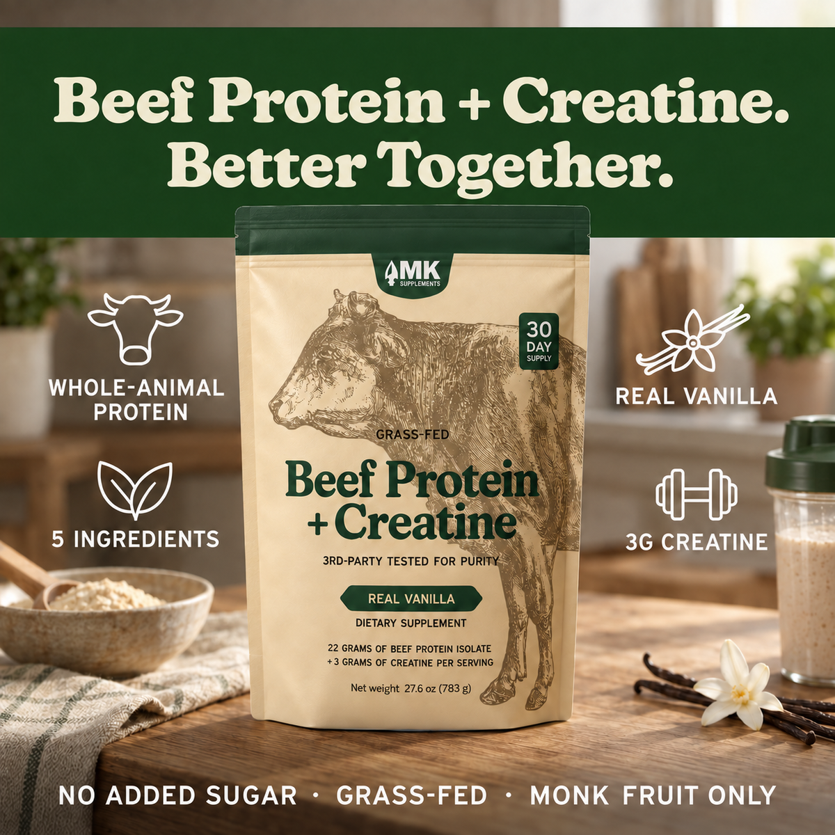 Grass-Fed Beef Protein + Creatine