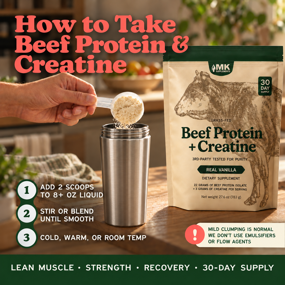 Grass-Fed Beef Protein + Creatine