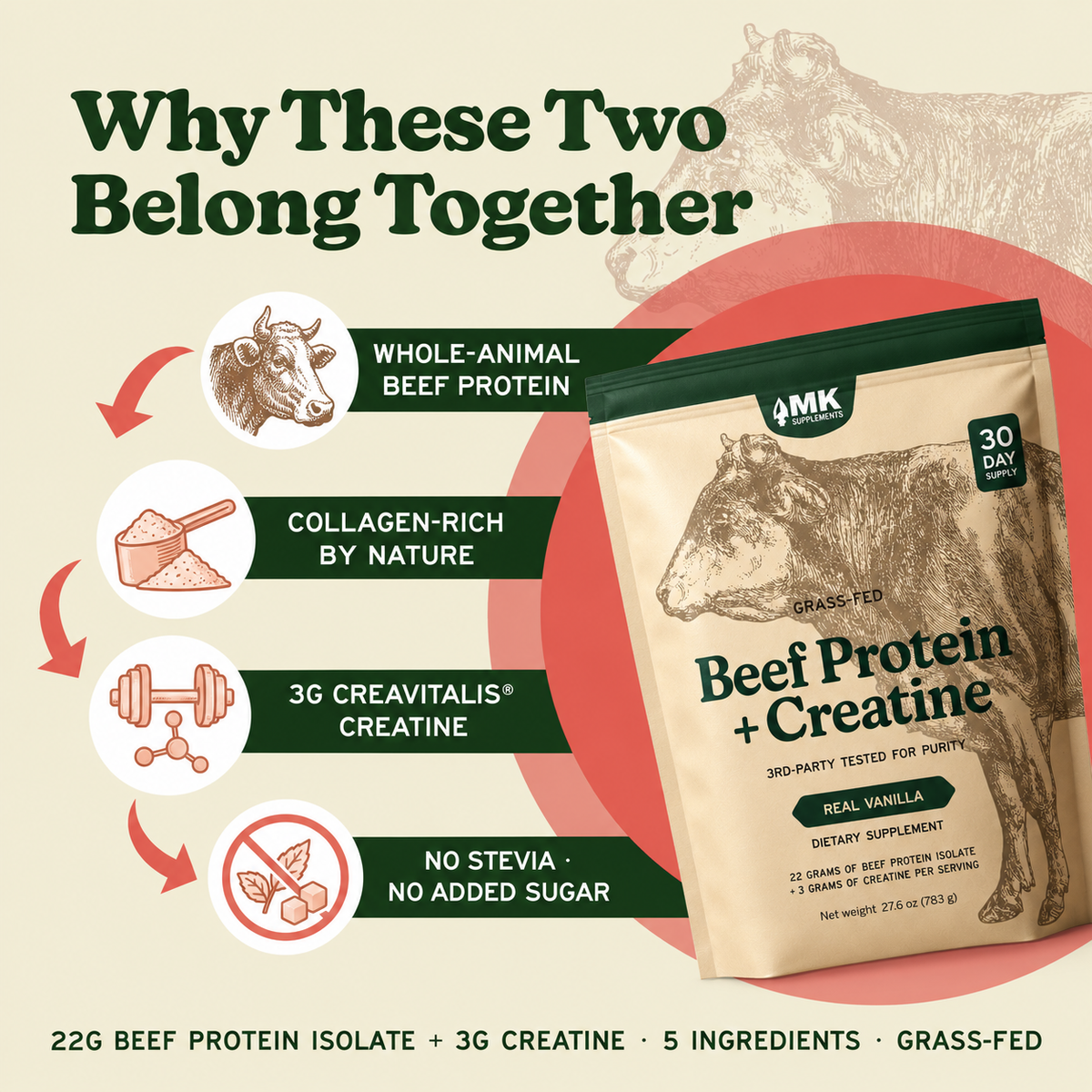 Grass-Fed Beef Protein + Creatine