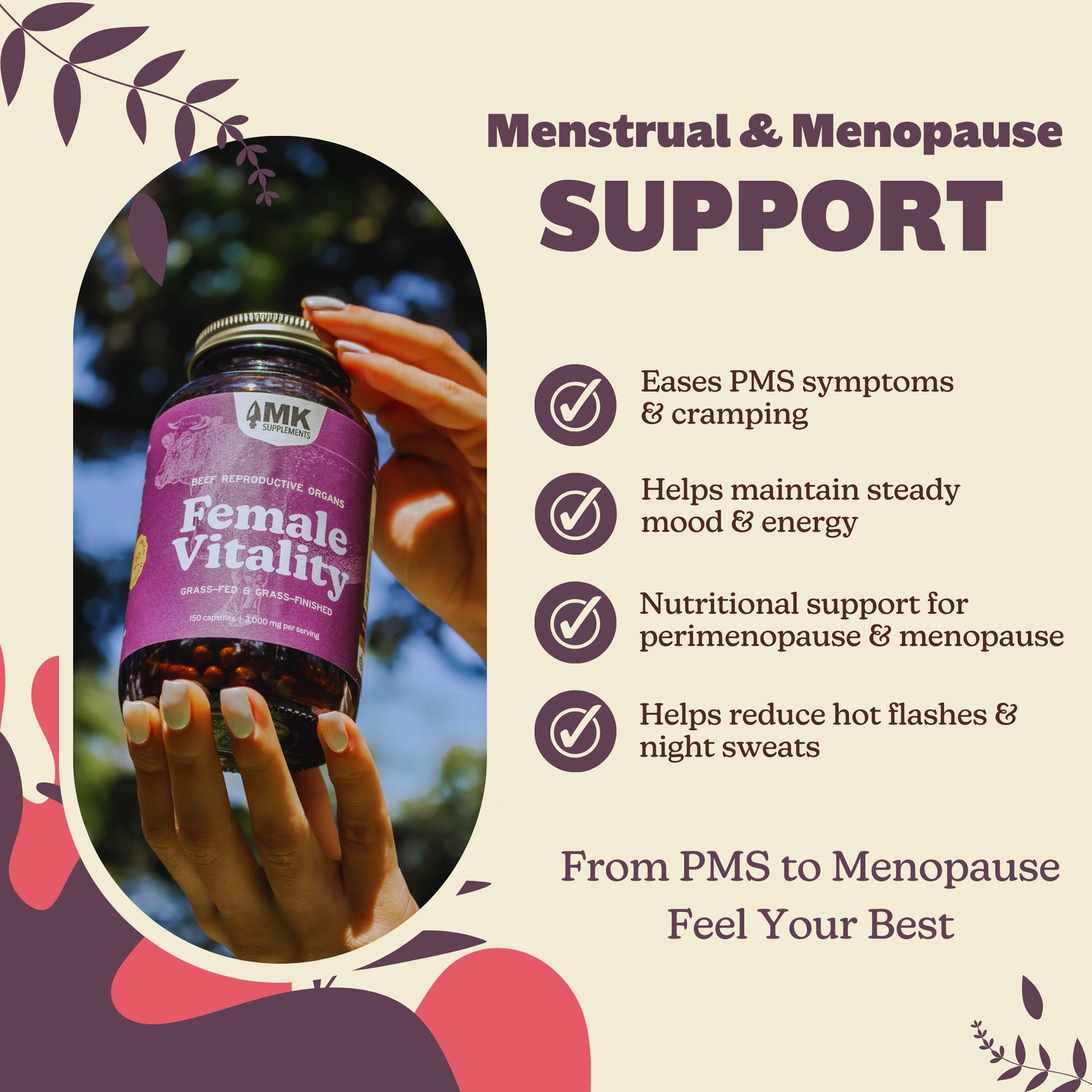 Female Vitality Grass-Fed Beef Organs Supplement for Women MK Supplements Female Vitality Grass-Fed Beef Organs Supplement for Women MK Supplements