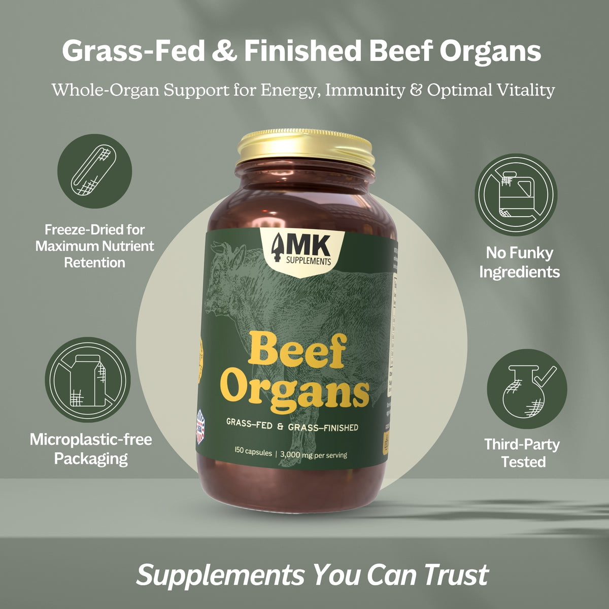 100% Grass-Fed Beef Organ Supplement | MK Supplements
